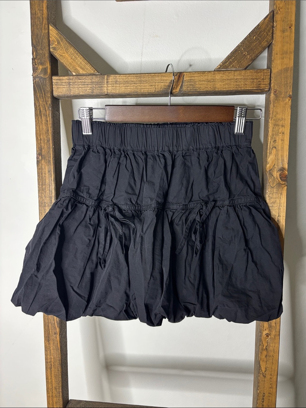 Day + Moon Black Bubble Skirt with Elastic Waistband Size S